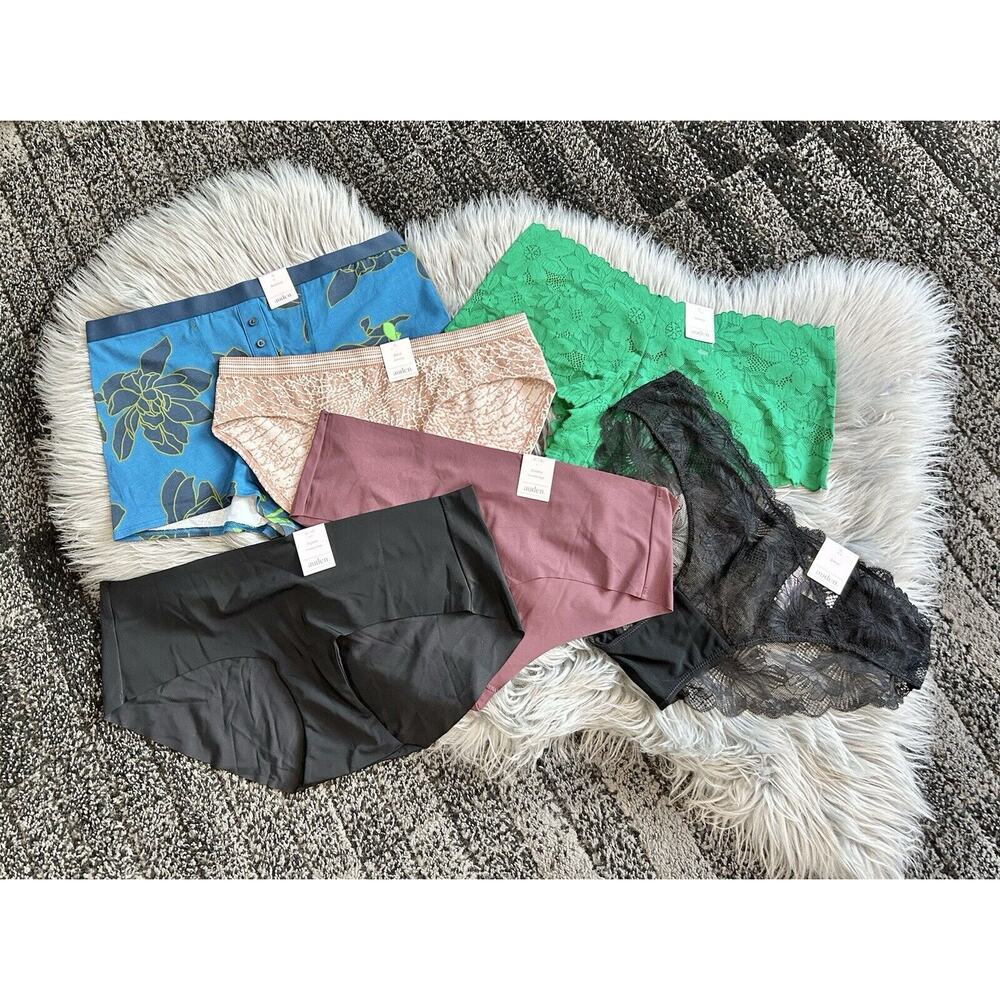 Auden Women's 6 Piece Panty Underwear Size XL Thongs‎ Of All Designs
